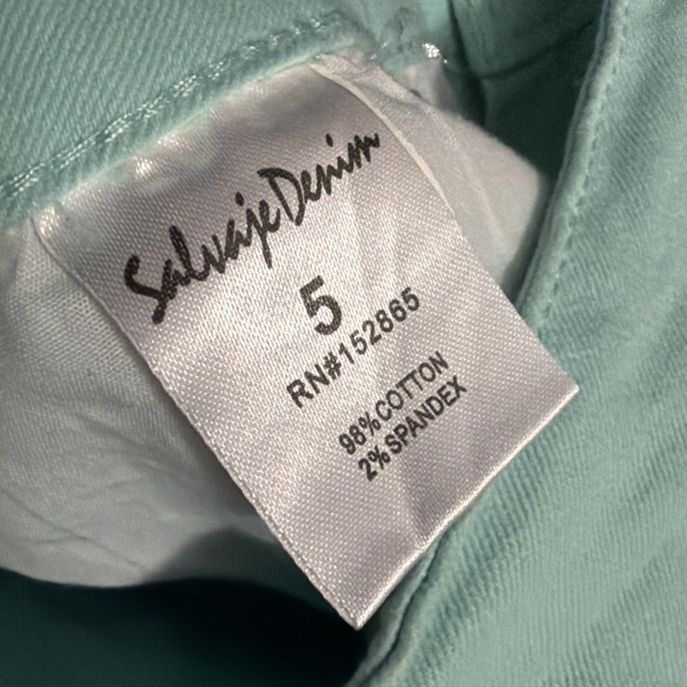Salvage Denim Skinny Jeans Distressed Womens Size 5 (26x27) Powder Green - Picture 8 of 10